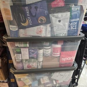 Storage Bins with Assorted Health Products